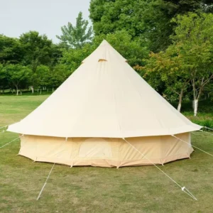 300cm Small Bell Tent 280g Cotton Canvas Glamping Yurt Waterproof PU3500 Four-season Iron Pole One Bedroom Living Room Camping