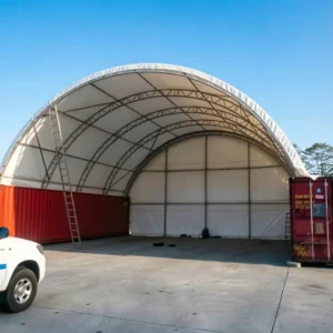 40×40 ft Heavy Duty Container Dome Shelter Industrial Grade PVC Cover and End Wall for Equipment Storage