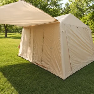 420D Oxford Inflatable Family Camping Tent Large 396x270cm Glamping Cabin Air Beam Ridge House Waterproof PVC Column Khaki