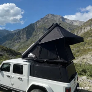 420g Rooftop Tent Hard Top with Canvas Four-Season Double Layer Aluminum Sliding Ladder for Truck Outdoor Vehicle