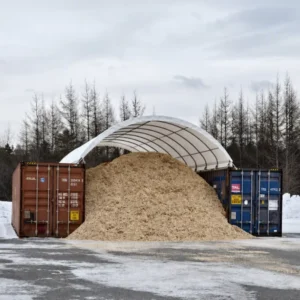 46’x40’x16′ PVC Dome Container Shelter 140km/h Wind-rated Waterproof Warehouse Canopy Cover for 40ft Shipping Container