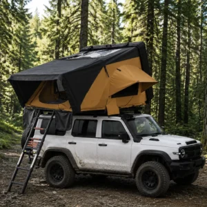 4WD Lightweight Canvas Hard-Shell Rooftop Tent, UV-Resistant and Waterproof, for Car Camping