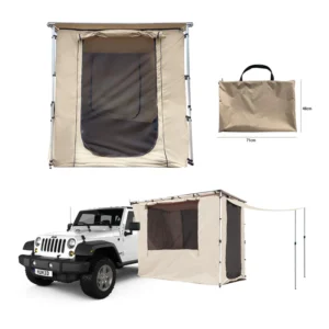 4X4 Offroad Car Camping Awning Four Season Tent Cover 150x250cm Triple Layer Waterproof Aluminum Poles Foldable for 3 4 People