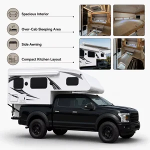 4X4 Slide In Lightweight Foldable Pick Up Truck Camper With Rooftop Awning Tent For Overland Outdoor Camping Travel