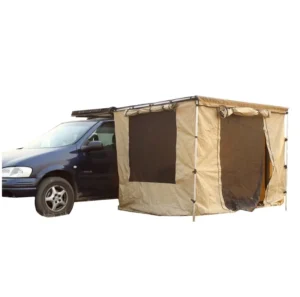 4X4 Waterproof Vehicle Awning for Overland Camping 2.5 X 2.5M Aluminum Pole Canvas Tent for 4 People with Room