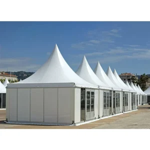 4×4 5×5 6×6 White Aluminum Frame Trade Show Tent Pagoda Outdoor Party Event High Peaked Double PVC-Coated Polyester Cover