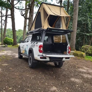 4×4 Offroad Aluminum Hard Shell Canopy with 2 Person Rooftop Tent for Pickup Trucks Lightweight Four-Season Use