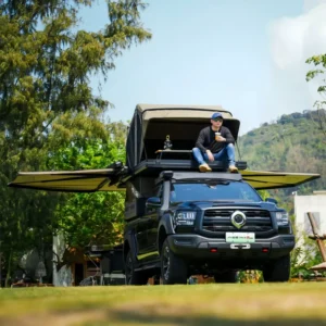 4×4 Overland Outdoor Family Size Dual Level Pickup Roof Top Tent with 270 Awning Aluminum Hard Shell for Tacoma Ranger Camping