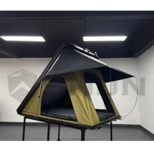 4 Person Lightweight Slimline Rooftop Tent Aluminum & Canvas Double Layer Waterproof Four-Season Camping Car Roof Top Tent