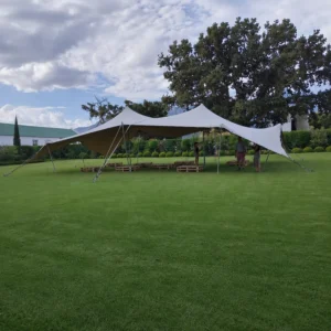 4x6m Stretch Sun Shade Shelter, UPF 50+, Thick Aluminum Poles, PU Coating, 410 GSM