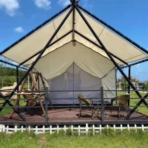 5*7m Luxury Outdoor Tent PVC Waterproof Camping House Safari Tent for Resort Outdoor Glamping Hotel Tent for Sale