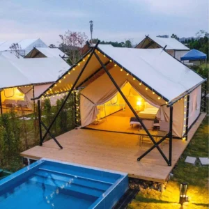 5*9m Outdoor Glamping Tents Luxury Safari Tent for Family Use Outdoor Camping Tents for Hotels Campsites Accomodation Tents