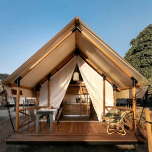 5*9m Outdoor Luxury Hotel Living Resort Custom Homes Wood Canvas Lodge Glamping Hut With Bathroom Safari Lodge Tents