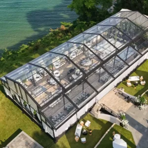 500 Guests Modern Black Aluminum Frame Clear Acrylic Atrium Wedding Tent Arboretum Tent with Glass Sealing