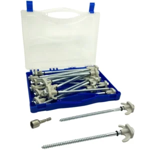 56906BOX 8-Inch Screw-In Tent Stakes with Head Driver for Ground Anchoring