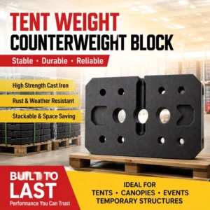 5KG Cast Iron Tent Counterweight Block Stackable Weatherproof Outdoor Pop Up Canopy Stabilizer Tent Fixing Weight Accessories