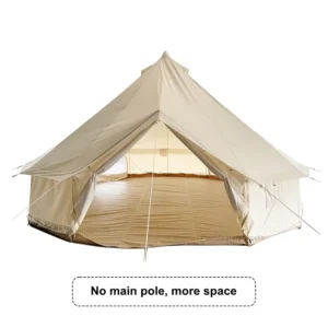 5M Center Pole Less Tripod Hotel Resort Family Glamping Waterproof Outdoor Luxury Large Beige Camping Cotton Bell Dome Tent
