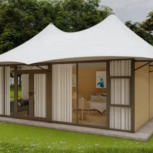 5X7M Luxury Outdoor Hotel Safari Glamping Resort Tent With Windproof All Seasons 6 8 Person Capacity