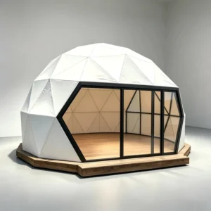 5m 6m Glass Door Geodesic Dome Tent with High Strength Steel Frame Snowproof Four Season Waterproof Luxury Outdoor Gazebo