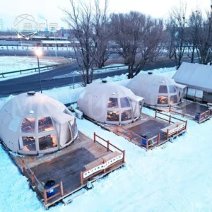 5m All Wood Frame Panorama Domos PVC Geodesic Igloo Dome Glamping Hotel Tent