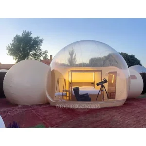 5m Bedroom Resort Glamping Clear-Top Inflatable Bubble Tent Hotel with Bathroom and Silent Blower Inflatable Factory