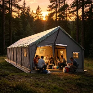 5x15m Heavy Duty Canvas Wall Tent Waterproof Windproof Summer Single Large Commercial Event Safari Glamping Frame Tents Quick