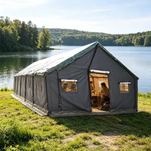 Large Space 5mX15m Heavy Duty Commercial Event Tent Canvas Waterproof Summer Outdoor Glamping Safari Steel Structure Quick