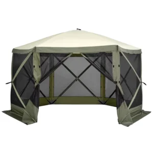6-8 Person Large Hexagonal Waterproof Sunproof Quick-Setup Portable Pop-Up Family Camping Tent