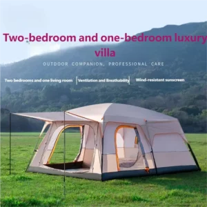 6-8 Person Two-Bedroom Four-Season Camping Tent Spacious One-Living Room Oxford Fabric Waterproof Family Tent