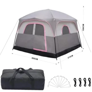 6-Person Star-Gazing Mesh Double-Layer Four-Season Family Shelter 210D Oxford Cloth Frame-Supported Waterproof Tent