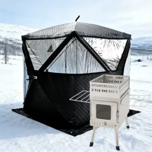 6 cubic meter Oxford Cloth & Cotton Three layer Insulated Ice Fishing Sauna Tent for Outdoor Camping