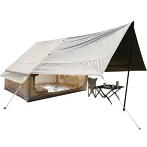 6.3 Square Meters Inflatable Camping Tent With Sun Canopy Single Door No Window Outdoor Shelter