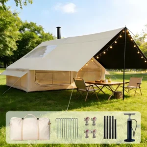 6.3sq.m 300D Oxford Inflatable Tent Dual Tall Wide Doors Awning Spacious Interior All Season Weatherproof