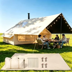 6.3sq.m 300D Oxford Inflatable Tent Tall Wide Doors Awning Large Skylight Spacious Interior All Season Weatherproof