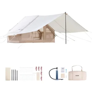 6.3sq.m 300D Oxford Inflatable Tent Tall Wide Doors Awning Spacious Interior All Season Weather Resistant