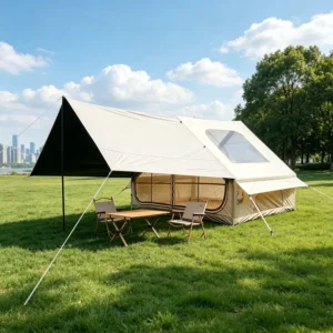 6.3sqm Inflatable Family Tent with Canopy 300D Oxford Air Tent with Huge Skylight 2m High Ceiling cabin OEM