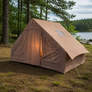 6.3sqm Inflatable Tent TC Cotton Luxury Glamping Vintage Khaki Outdoor Family Shelter