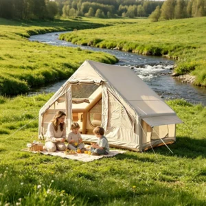 6.3sqm Lightweight Inflatable Ridge Tent with Large Skylight Portable 300D Oxford Stargazing Air Tent Double Doors
