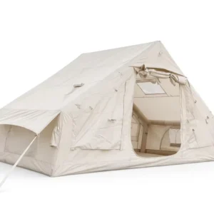 6.3sqm TC Cotton Inflatable Tent Luxury Glamping Vintage Khaki Outdoor Family Camping Shelter Waterproof