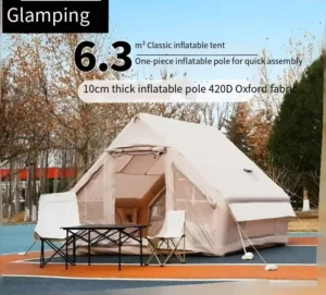 6.4sqm Luxury Camping Tent Inflatable Air Beam Waterproof Oxford Fabric Thermal Insulated Outdoor Adventure Shelter