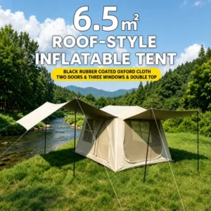 6.5m² Waterproof Inflatable Camping Tent with Large Awning 300D Oxford Fabric Family Air Tent for Outdoor Glamping