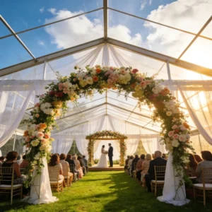 60X60X4m Aluminum Alloy Single Layer PVC Tent Windproof and Snow Resistant for Parties, Weddings, Catering