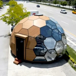 6M 8M Wooden Honeycomb Glamping Hotel Geodesic Glass Dome Tent House