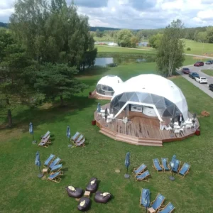 6m 12m Diameter Geodesic Glamping Hotel Prefab Round PVC Dome Tent with Insulation