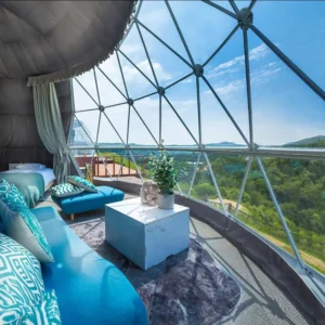 6m 8m 12 m Geodesic Dome Tent With Bathroom Luxury Dome Tent for Restaurant Villa Glamping Resort Hotel