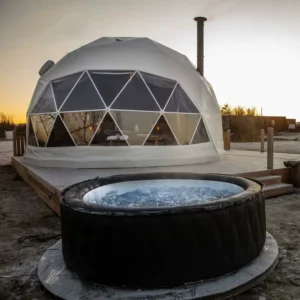 6m Clear PVC Geodesic Dome Tent with Bathroom for Hotel Glamping