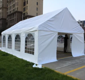 6×9 M Galvanized Steel Pipe PVC PE Tarpaulin Outdoor Party Wedding Tent with Removable Sidewalls White PT010