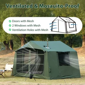 7.8 SQM Four season Triple Layer Outdoor Glamping Inflatable Air Tent Foldable Oxford Canvas Waterproof Air Pump for Family