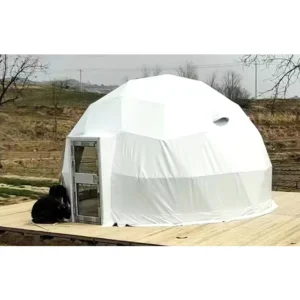 7m 8m 10m Steel Frame Geodesic Glamping Dome Tent with Bathrooms, Kitchen and Air Conditioning