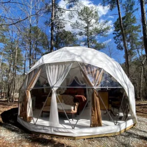8 10 Level Windproof Luxury Glamping Pod Igloo PVC Dome Wooden Turtle Dome Tent